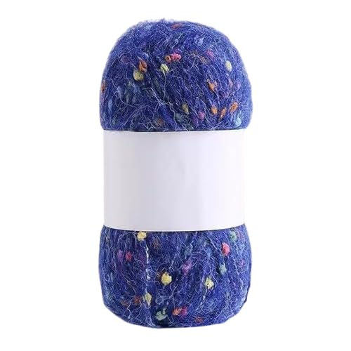 Nvzi Mohair-Garne mit bunten Punkten, weiches Garn, handgestrickt, gehäkelt, gewebt, für Schal, Schal, Handwerk, Königsblau, 50 g von Nvzi