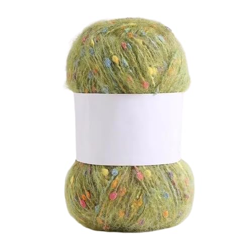 Nvzi Mohair-Garne mit bunten Punkten, weiches Garn, handgestrickt, gehäkelt, gewebt, für Schal, Schal, Handwerk, Matcha-Farbe, 50 g von Nvzi
