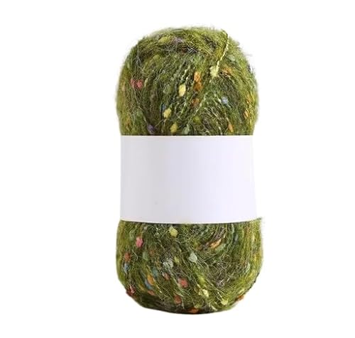 Nvzi Mohair-Garne mit bunten Punkten, weiches Garn, handgestrickt, gehäkelt, gewebt, für Schal, Schal, Handwerk, Militärgrün, 50 g von Nvzi