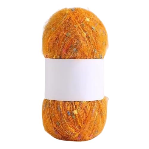 Nvzi Mohair-Garne mit bunten Punkten, weiches Garn, handgestrickt, gehäkelt, gewebt, für Schal, Schal, Handwerk, Orange, 50 g von Nvzi