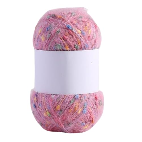 Nvzi Mohair-Garne mit bunten Punkten, weiches Garn, handgestrickt, gehäkelt, gewebt, für Schal, Schal, Handwerk, Rosa, 50 g von Nvzi