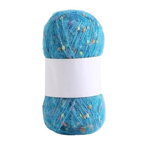 Nvzi Mohair-Garne mit bunten Punkten, weiches Garn, handgestrickt, gehäkelt, gewebt, für Schal, Schal, Handwerk, Seeblau, 50 g von Nvzi