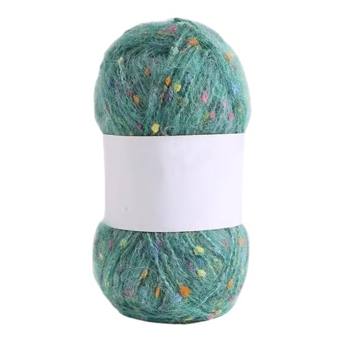 Nvzi Mohair-Garne mit bunten Punkten, weiches Garn, handgestrickt, gehäkelt, gewebt, für Schal, Schal, Handwerk, Seegrün, 50 g von Nvzi