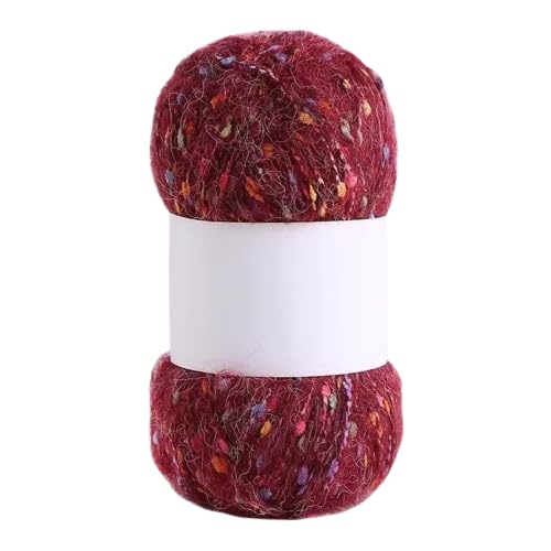 Nvzi Mohair-Garne mit bunten Punkten, weiches Garn, handgestrickt, gehäkelt, gewebt, für Schals, Bastelarbeiten, Weinrot, 200 g von Nvzi