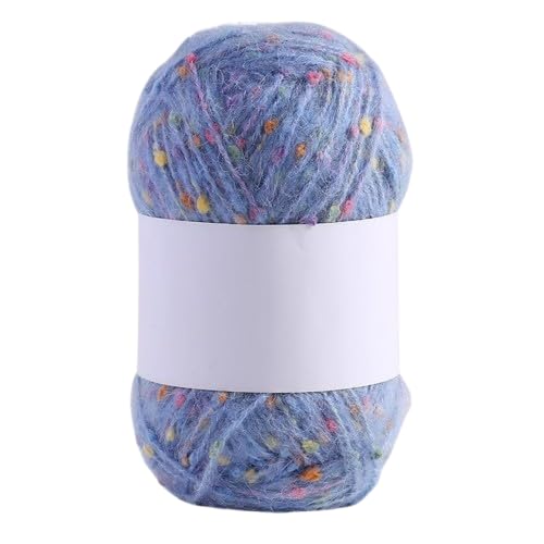 Nvzi Mohair-Garne mit bunten Punkten, weiches Garn, handgestrickt, gehäkelt, gewebt, für Schals, Schals, Bastelarbeiten, Graublau, 50 g von Nvzi