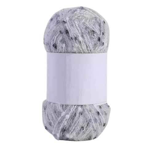 Nvzi Mohair-Garne mit bunten Punkten, weiches Garn, handgestrickt, gehäkelt, gewebt, für Schals, Schals, Bastelarbeiten, Weiß, F von Nvzi