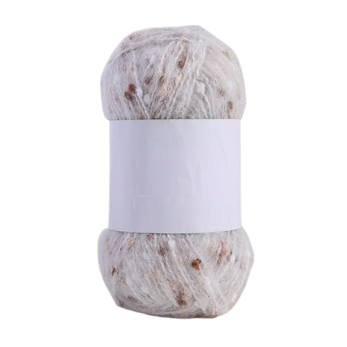 Nvzi Mohair-Garne mit bunten Punkten, weiches Garn, handgestrickt, gehäkelt, gewebt, für Schals, Schals, Bastelarbeiten, Weiß C, 50 g von Nvzi