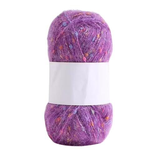 Nvzi Mohair-Garne mit bunten Punkten, weiches Garn, handgestrickt, gehäkelt, gewebt, für Schals, Schals, Basteln, 50 g/Rolle, Rosenviolett von Nvzi