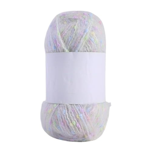 Nvzi Mohair-Garne mit bunten Punkten, weiches Garn, handgestrickt, gehäkelt, gewebt, für Schals, Schals, Basteln, 50 g/Rolle, Weiß E von Nvzi