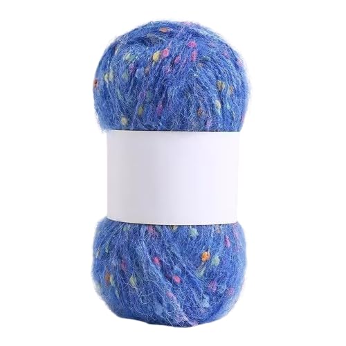 Nvzi Mohair-Garne mit bunten Punkten, weiches Garn, handgestrickt, gehäkelt, gewebt, für Schals, Schals, Basteln, Dunkelblau, 100 g von Nvzi