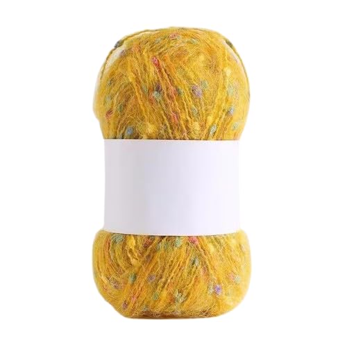 Nvzi Mohair-Garne mit bunten Punkten, weiches Garn, handgestrickt, gehäkelt, gewebt, für Schals, Schals, Basteln, Gelb, 200 g von Nvzi