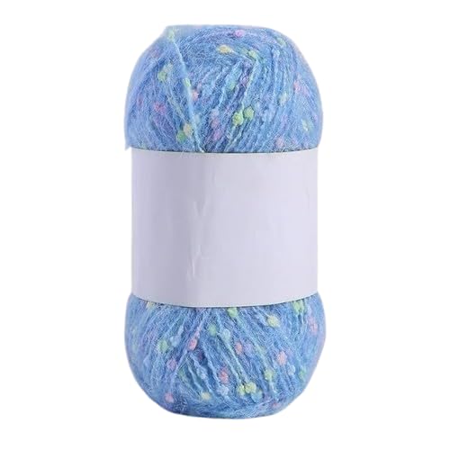Nvzi Mohair-Garne mit bunten Punkten, weiches Garn, handgestrickt, gehäkelt, gewebt, für Schals, Schals, Basteln, Hellblau, 100 g von Nvzi