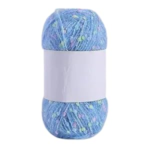Nvzi Mohair-Garne mit bunten Punkten, weiches Garn, handgestrickt, gehäkelt, gewebt, für Schals, Schals, Basteln, Hellblau, 200 g von Nvzi