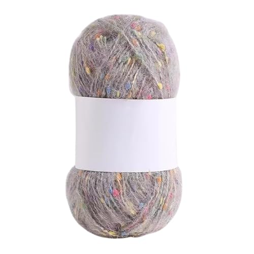 Nvzi Mohair-Garne mit bunten Punkten, weiches Garn, handgestrickt, gehäkelt, gewebt, für Schals, Schals, Basteln, Hellgrau, 100 g von Nvzi