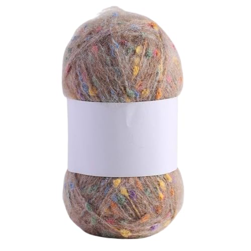 Nvzi Mohair-Garne mit bunten Punkten, weiches Garn, handgestrickt, gehäkelt, gewebt, für Schals, Schals, Basteln, Khaki, 100 g von Nvzi