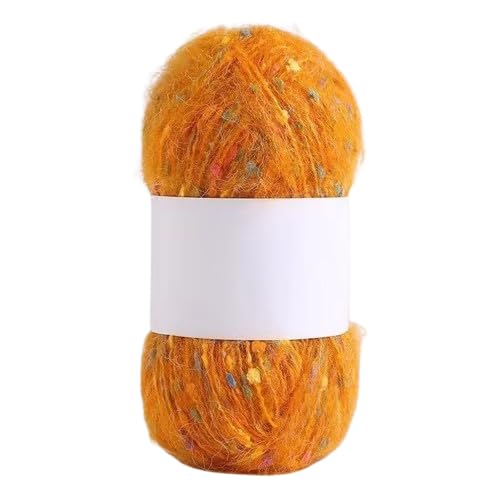 Nvzi Mohair-Garne mit bunten Punkten, weiches Garn, handgestrickt, gehäkelt, gewebt, für Schals, Schals, Basteln, Orange, 100 g von Nvzi