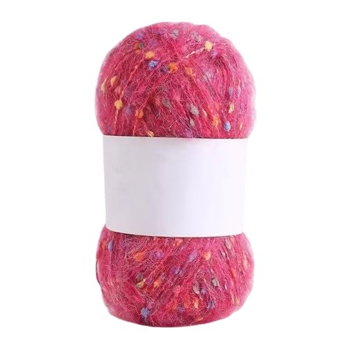 Nvzi Mohair-Garne mit bunten Punkten, weiches Garn, handgestrickt, gehäkelt, gewebt, für Schals, Schals, Basteln, Rouge Rot von Nvzi