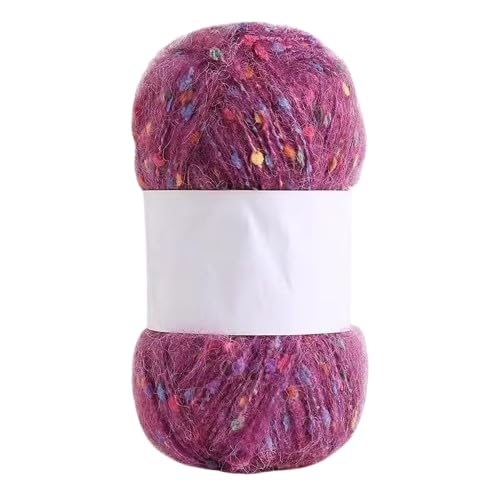 Nvzi Mohair-Garne mit bunten Punkten, weiches Garn, handgestrickt, gehäkelt, gewebt, für Schals, Schals, Basteln, Violett, Rot, 200 g von Nvzi