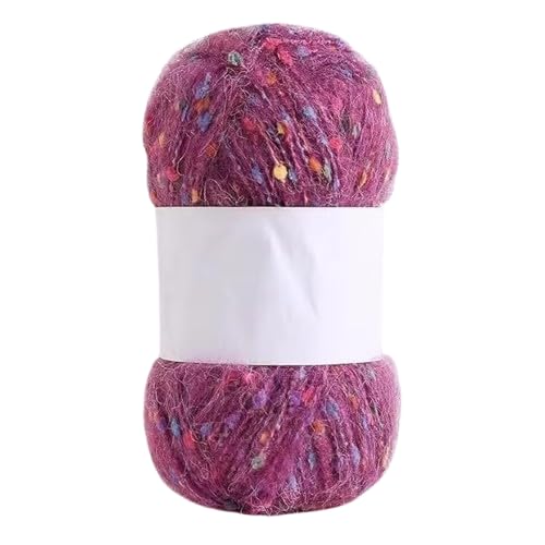 Nvzi Mohair-Garne mit bunten Punkten, weiches Garn, handgestrickt, gehäkelt, gewebt, für Schals, Schals, Basteln, Violett, Rot, 50 g von Nvzi