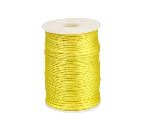 Nvzi Nylon-Satin-Kordel für chinesische Knoten, Rattail, Makramee, Armbänder, Halsketten, Schmuckherstellung, 1,5 mm, Gelb von Nvzi
