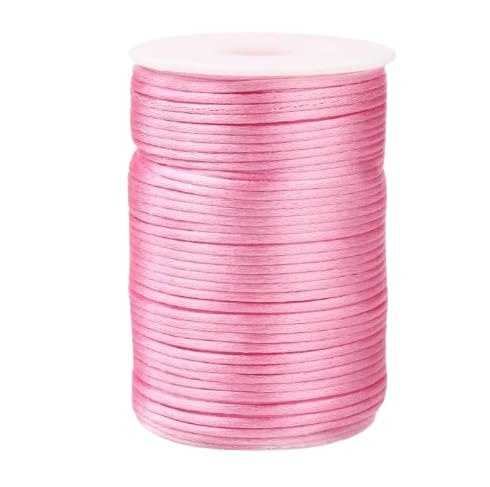 Nvzi Nylon-Satin-Kordel für chinesische Knoten, Rattail, Makramee, Armbänder, Halsketten, Schmuckherstellung, 1,5 mm, Rosa von Nvzi