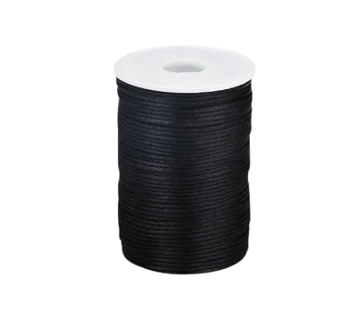 Nvzi Nylon-Satin-Kordel für chinesische Knoten, Rattail, Makramee, Armbänder, Halsketten, Schmuckherstellung, 1,5 mm, Schwarz von Nvzi
