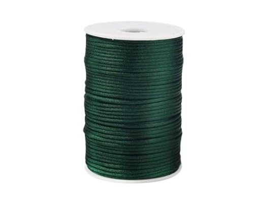 Nvzi Nylon-Satin-Kordel für chinesische Knoten, Rattail, Makramee, Armbänder, Halsketten, Schmuckherstellung, 2,5 mm, Dunkelgrün von Nvzi