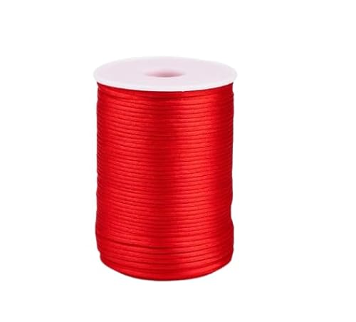 Nvzi Nylon-Satin-Kordel für chinesische Knoten, Rattail, Makramee, Armbänder, Halsketten, Schmuckherstellung, 2,5 mm, Rot von Nvzi