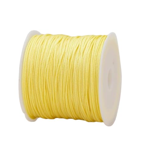 Nvzi Nylonfaden, Armbandschnur, Satin-Rattail-Seidenschnur, seidige Perlenschnur, geflochtene Armbänder, Anhänger, Halskette, Schlüsselanhänger, Schlüsselbänder, Schmuckherstellung, Hellgelb von Nvzi