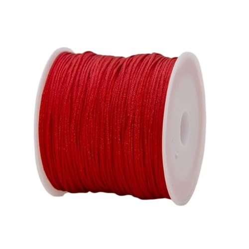 Nvzi Nylonfaden, Armbandschnur, Satin-Rattail-Seidenschnur, seidige Perlenschnur, geflochtene Armbänder, Anhänger, Halskette, Schlüsselanhänger, Schlüsselbänder, Schmuckherstellung, Rot von Nvzi