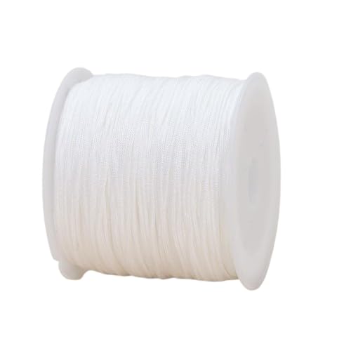 Nvzi Nylonfaden, Armbandschnur, Satin-Rattail-Seidenschnur, seidige Perlenschnur, geflochtene Armbänder, Anhänger, Halskette, Schlüsselanhänger, Schlüsselbänder, Schmuckherstellung, Weiß von Nvzi