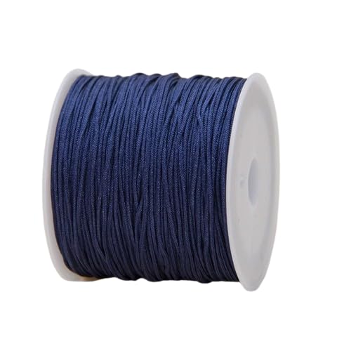 Nvzi Nylonfaden für Armband, Satin-Rattail-Seidenschnur, seidige Perlenschnur, geflochtene Armbänder, Anhänger, Halskette, Schlüsselanhänger, Schlüsselbänder, Schmuckherstellung, Dunkelblau von Nvzi