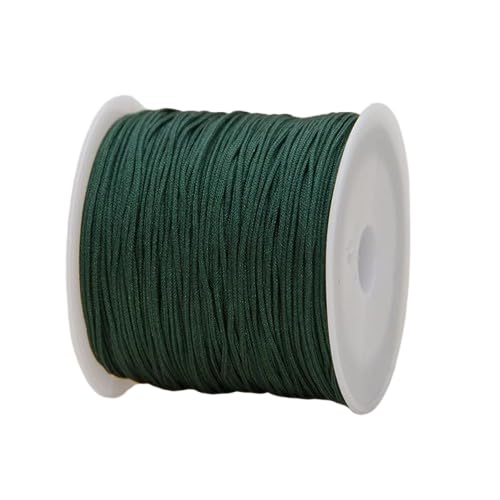 Nvzi Nylonfaden für Armband, Satin-Rattail-Seidenschnur, seidige Perlenschnur, geflochtene Armbänder, Anhänger, Halskette, Schlüsselanhänger, Schlüsselbänder, Schmuckherstellung, Dunkelgrün von Nvzi