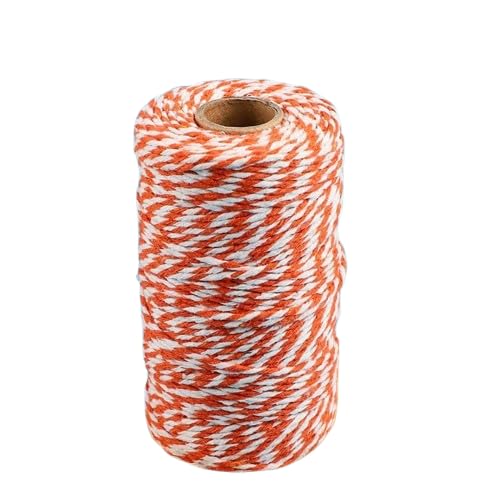 Nvzi Orange und weiße Schnur, 100 m, Weihnachtsbäckergarn, 1,5 mm, robuste Verpackungsschnur für Bastelarbeiten, Weihnachtsdekoration, Geschenkverpackungen, Basteln von Nvzi