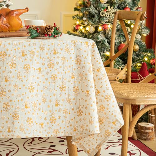 Nvzi Rechteckige Weihnachtstischdecke für Esszimmer, Partys, Weihnachten, Urlaub, Winter, Größe F: 134,6 x 218,4 cm, Weiß Nvzi Rechteckige Weihnachtstischdecke für Esszimmer, Partys, Weihnachten, Urlaub, Winter, Größe F: 134,6 x 218,4 cm, Weiß von Nvzi