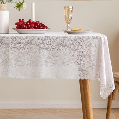 Nvzi Spitzentischdecke, rechteckig, Tischdecke für Küche, Esszimmer, Hochzeit, Party, Dekoration, Größe G: 134,6 x 238,8 cm, Weiß E Nvzi Spitzentischdecke, rechteckig, Tischdecke für Küche, Esszimmer, Hochzeit, Party, Dekoration, Größe G: 134,6 x 238,8 cm, Weiß E von Nvzi