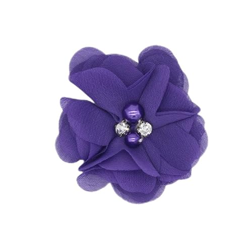 Nvzi Strass-Chiffon-Blumen, Stoffschleifen für Stirnbänder, Basteln, Party-Dekorationen, Violett, 10 Stück Nvzi Strass-Chiffon-Blumen, Stoffschleifen für Stirnbänder, Basteln, Party-Dekorationen, Violett, 10 Stück von Nvzi