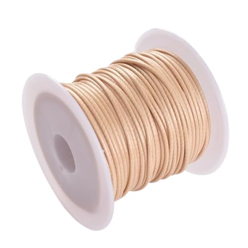 Nvzi Textil-Wachsschnur für Halsketten, Armbänder, Schmuck, Flechten, 1 mm, 2 Rollen, Khaki von Nvzi