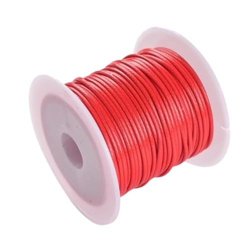 Nvzi Textil-Wachsschnur für Halsketten, Armbänder, Schmuck, Flechten, 1 mm, 2 Rollen, Rot von Nvzi