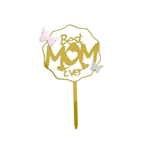 Nvzi Tortenaufsatz "Happy Mother's Day", für Mütter, Buchstaben, Rosa, dekorative Party-Kuchendekoration für Muttertag (Gold C), 10 Stück von Nvzi