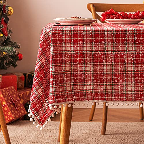 Nvzi Weihnachtliche Tischdecke, rechteckig, Tischdecke für Bauernhaus, Weihnachtsfeier, Dekoration, Rot und Weiß, Wellgitter, kleiner Schneeball, Größe I: 140 x 299 cm Nvzi Weihnachtliche Tischdecke, rechteckig, Tischdecke für Bauernhaus, Weihnachtsfeier, Dekoration, Rot und Weiß, Wellgitter, kleiner Schneeball, Größe I: 140 x 299 cm von Nvzi
