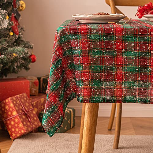 Nvzi Weihnachtliche Tischdecke, rechteckig, Tischdecke für Bauernhaus, Weihnachtsfeier, Dekoration, doppeltes grünes Gitter, kleine Schneeflocken, Größe I: 140 x 299 cm Nvzi Weihnachtliche Tischdecke, rechteckig, Tischdecke für Bauernhaus, Weihnachtsfeier, Dekoration, doppeltes grünes Gitter, kleine Schneeflocken, Größe I: 140 x 299 cm von Nvzi