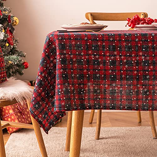 Nvzi Weihnachtliche Tischdecke, rechteckig, Tischdecke für Bauernhaus, Weihnachtsfeier, Dekoration, feines Gitter, kleine Schneeflocken, Größe I: 140 x 299 cm Nvzi Weihnachtliche Tischdecke, rechteckig, Tischdecke für Bauernhaus, Weihnachtsfeier, Dekoration, feines Gitter, kleine Schneeflocken, Größe I: 140 x 299 cm von Nvzi