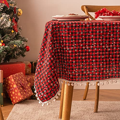Nvzi Weihnachtliche Tischdecke, rechteckig, Tischdecke für Bauernhaus, Weihnachtsfeier, Dekoration, feines Gitter, kleine Schneeflocken-Kugel, Größe I: 140 x 299 cm Nvzi Weihnachtliche Tischdecke, rechteckig, Tischdecke für Bauernhaus, Weihnachtsfeier, Dekoration, feines Gitter, kleine Schneeflocken-Kugel, Größe I: 140 x 299 cm von Nvzi