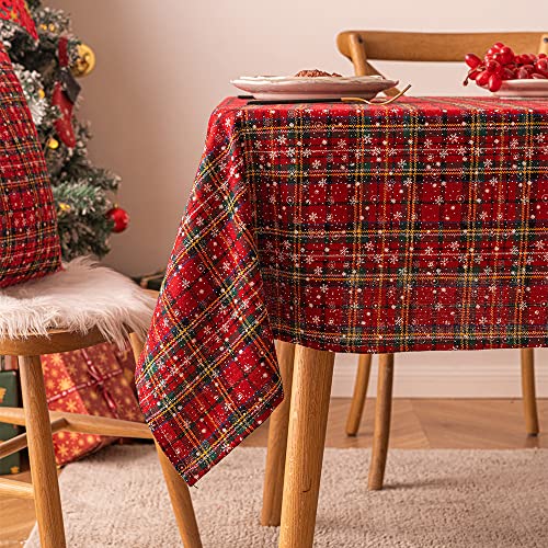 Nvzi Weihnachtliche Tischdecke, rechteckig, Tischdecke für Bauernhaus, Weihnachtsfeier, Dekoration, rot und grün kariert, Schneeflocken, Größe D: 140 x 180 cm Nvzi Weihnachtliche Tischdecke, rechteckig, Tischdecke für Bauernhaus, Weihnachtsfeier, Dekoration, rot und grün kariert, Schneeflocken, Größe D: 140 x 180 cm von Nvzi