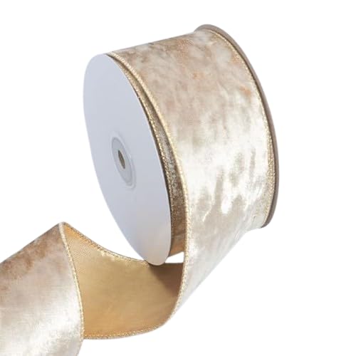 Nvzi Weihnachts-Samtband, 6,2 cm, Vintage-Stil, breiter Drahtrand, Wickelband für Weihnachten, Hochzeit, Dekoration, Geschenkverpackung, Schleife, Beige, 9,1 m Nvzi Weihnachts-Samtband, 6,2 cm, Vintage-Stil, breiter Drahtrand, Wickelband für Weihnachten, Hochzeit, Dekoration, Geschenkverpackung, Schleife, Beige, 9,1 m von Nvzi