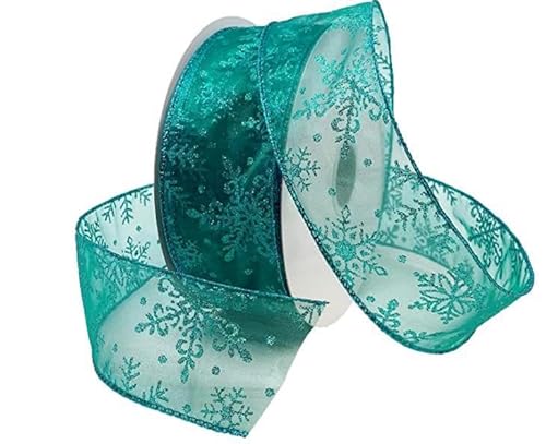 Nvzi Weihnachtsband, 6,2 cm x 9,1 m, weißes Schneeflockenband, Weihnachtsband für Bastelarbeiten, Geschenkverpackungen, Winterferien, Weihnachtsdekoration, Blaugrün Nvzi Weihnachtsband, 6,2 cm x 9,1 m, weißes Schneeflockenband, Weihnachtsband für Bastelarbeiten, Geschenkverpackungen, Winterferien, Weihnachtsdekoration, Blaugrün von Nvzi