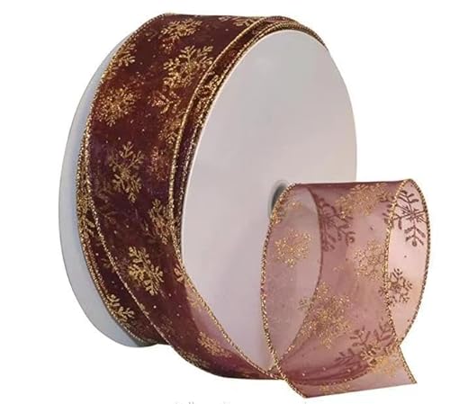Nvzi Weihnachtsband, 6,2 cm x 9,1 m, weißes Schneeflockenband, Weihnachtsband für Bastelarbeiten, Geschenkverpackungen, Winterferien, Weihnachtsdekoration, Braun Nvzi Weihnachtsband, 6,2 cm x 9,1 m, weißes Schneeflockenband, Weihnachtsband für Bastelarbeiten, Geschenkverpackungen, Winterferien, Weihnachtsdekoration, Braun von Nvzi