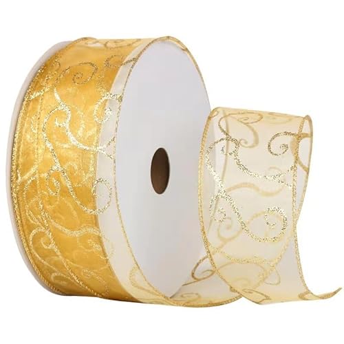 Nvzi Weihnachtsband, 6,2 cm x 9,1 m, weißes Schneeflockenband, Weihnachtsband für Bastelarbeiten, Geschenkverpackungen, Winterferien, Weihnachtsdekoration, Gelb Nvzi Weihnachtsband, 6,2 cm x 9,1 m, weißes Schneeflockenband, Weihnachtsband für Bastelarbeiten, Geschenkverpackungen, Winterferien, Weihnachtsdekoration, Gelb von Nvzi