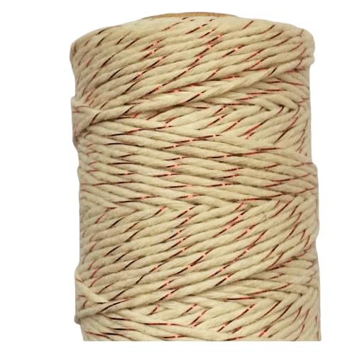 Nvzi - b 109 Meter 1,5 mm gedrehte Makramee-Baumwollkordel, Golddraht, Flechtgarn, Schnur zum Stricken, DIY, Schmuckherstellung, Pflanzen-Wandaufhänger, Heim-/Gartendekoration, Beige D von Nvzi
